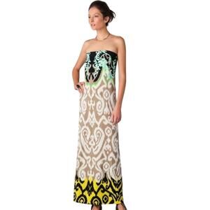 Tibi Jasmine Ikat Print Strapless Maxi Dress - Resort Chic | Size Medium
